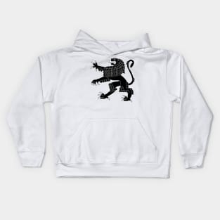 Heraldic Rampant Lion (Black) Kids Hoodie